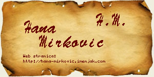 Hana Mirković vizit kartica
